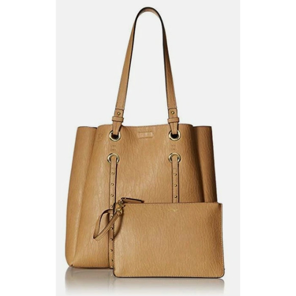 Calvin Klein Large TOTE Cashew Tan Shoulder Bag with Pochette - Picture 1 of 8